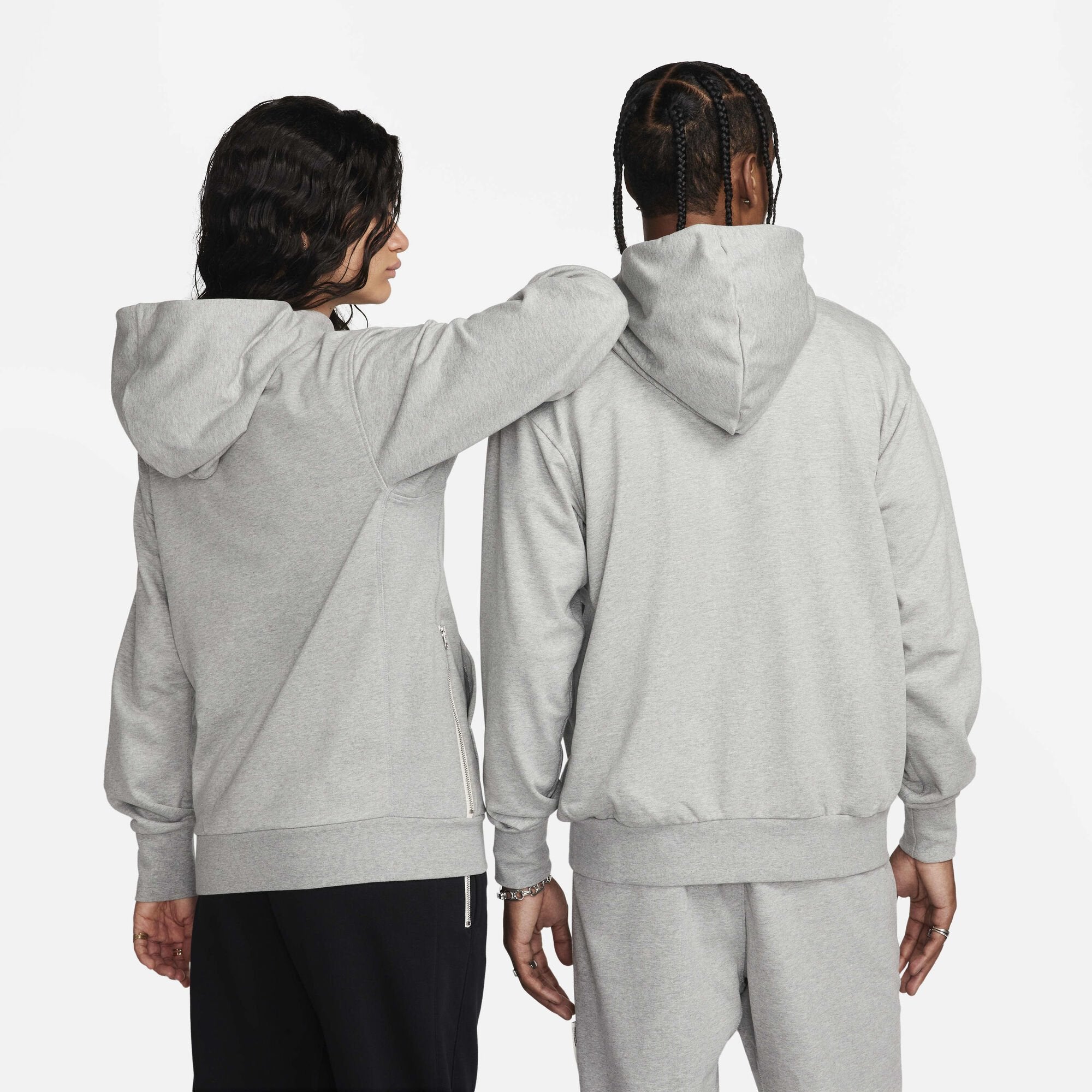 Nike Standard Issue Dri-FIT Full-Zip Basketball Hoodie Dark Grey Heather/Pale Ivory