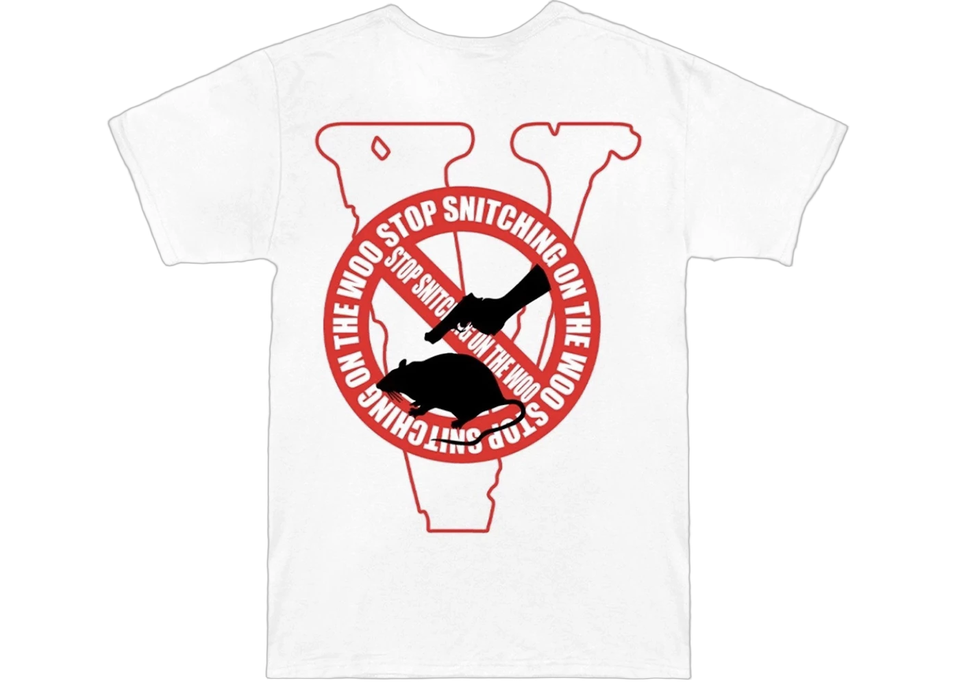 Pop Smoke x Vlone Stop Snitching T-Shirt White/Red
