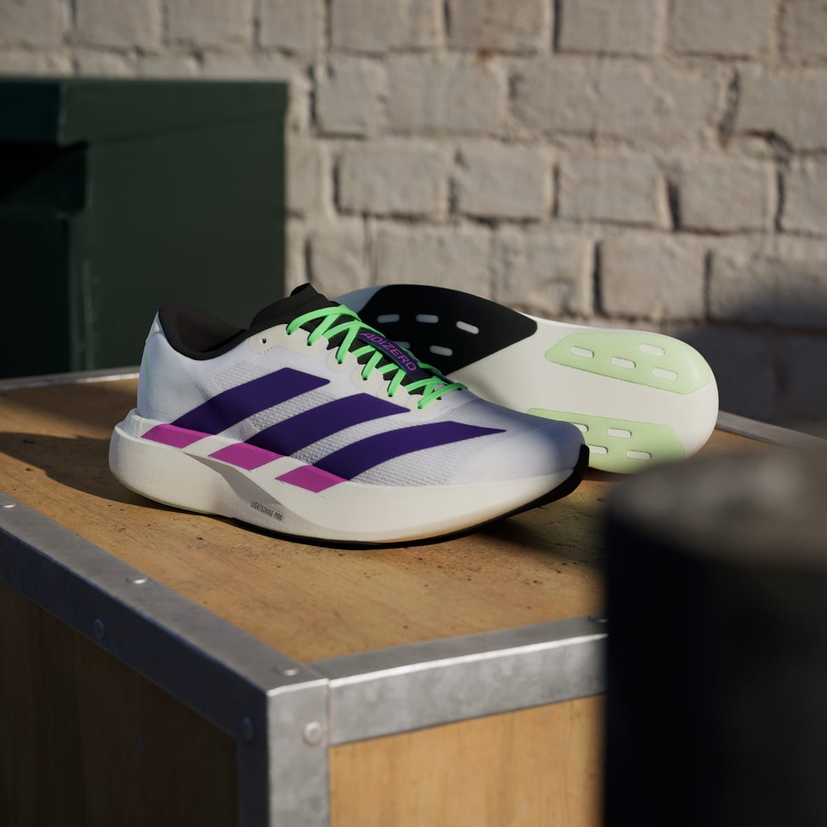 Adidas Adizero Evo SL White Purple Lime Burst
