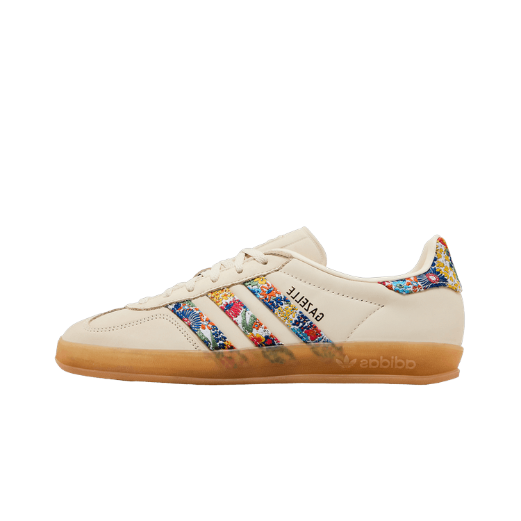 Adidas Gazelle Indoor Liberty London Floral Embroidery Stripes, Off White/Gold Metallic/Gum (JH7370)