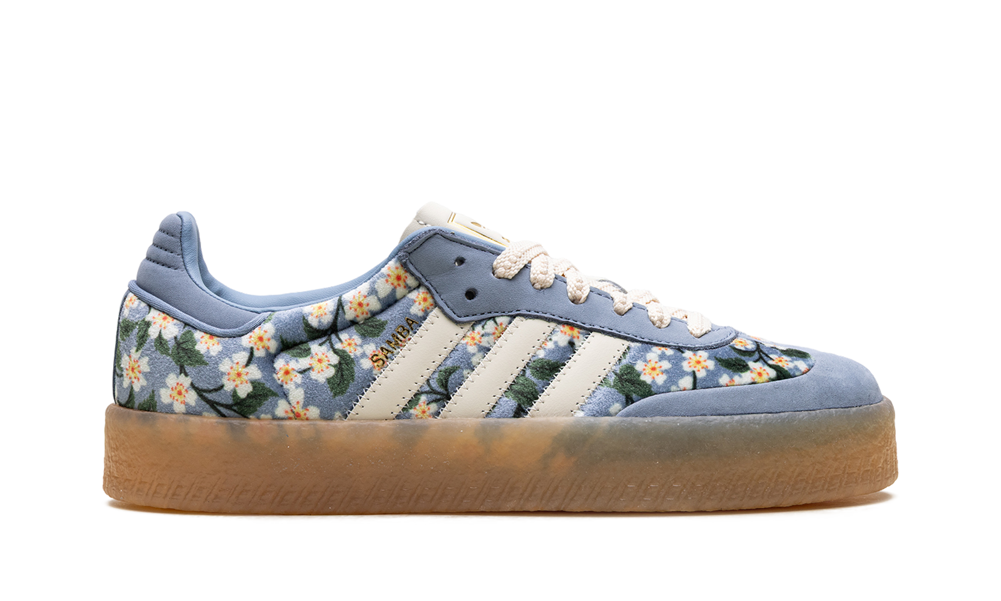 Adidas Sambae Liberty London Floral Embroidery Blue Cream White