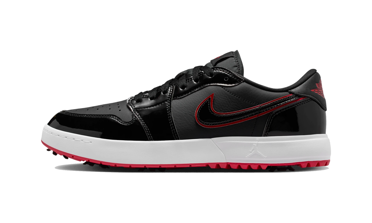 Air Jordan 1 Low Golf Spiked Bred Black Patent