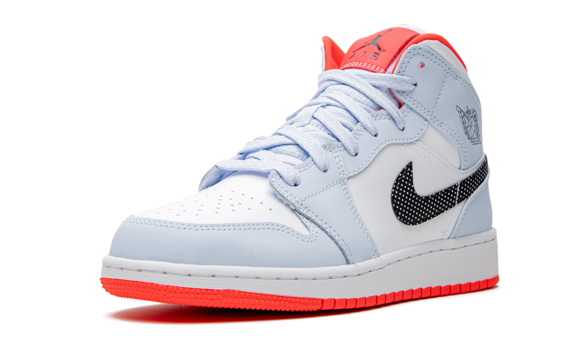 Air Jordan 1 Mid Half Blue Polka Dot Swoosh