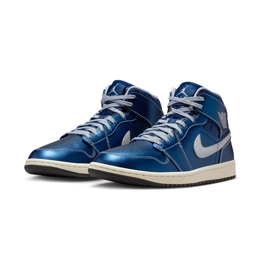 Air Jordan 1 Mid SE Metallic Blue Quilted, Black/Coconut Milk/Hot Lava/Ghost (IM5128-001)