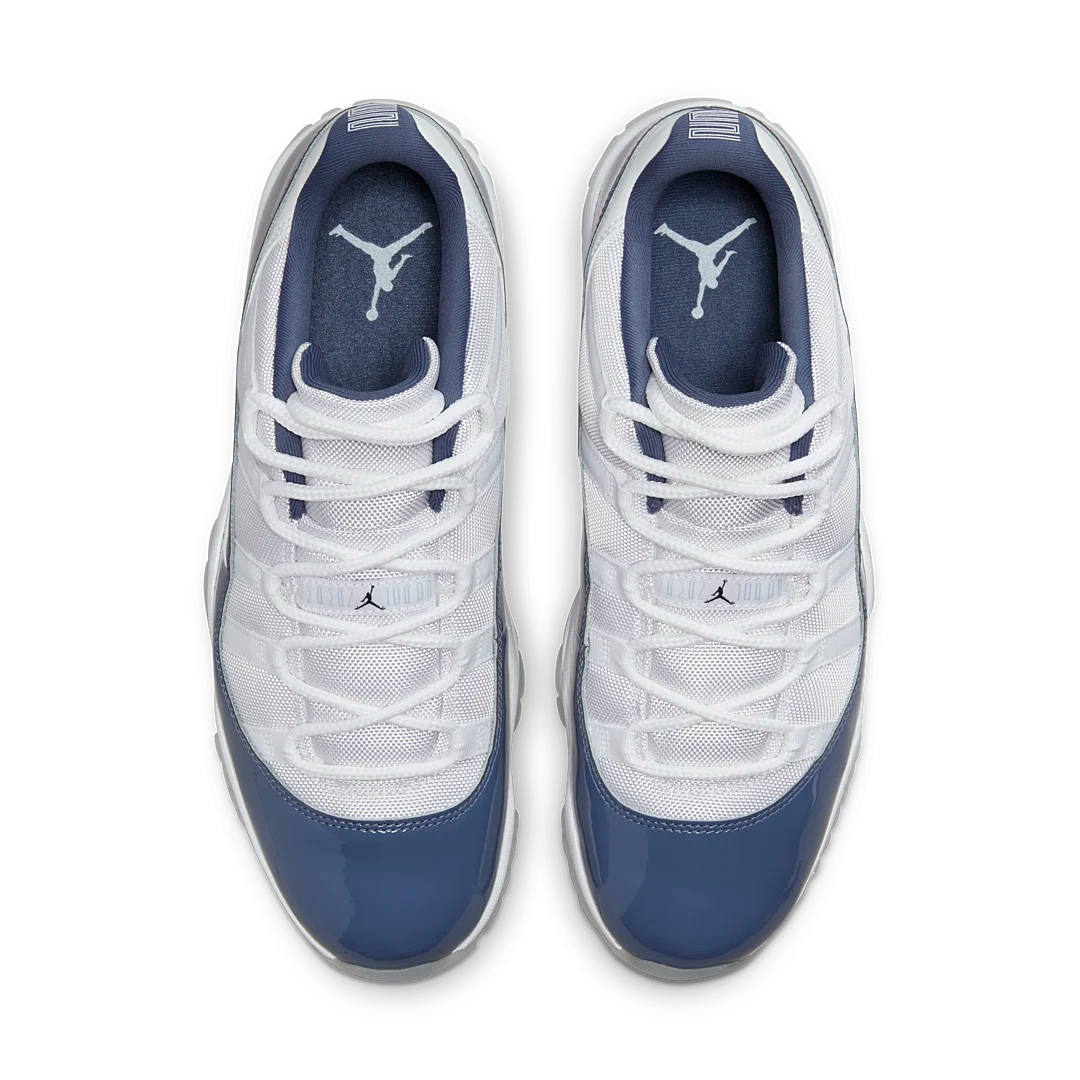 Air Jordan 11 Retro Low Diffused Blue, White/Midnight Navy/Diffused Blue/Football Grey (FV5104-104 / FV5121-104)