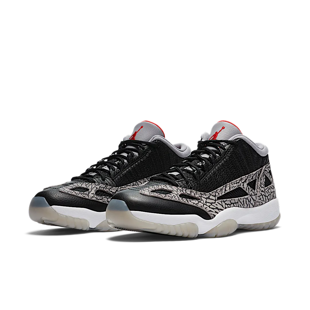 Air Jordan 11 Retro Low IE Black Cement, Black/Fire Red-Cement Grey-White (919712-006)