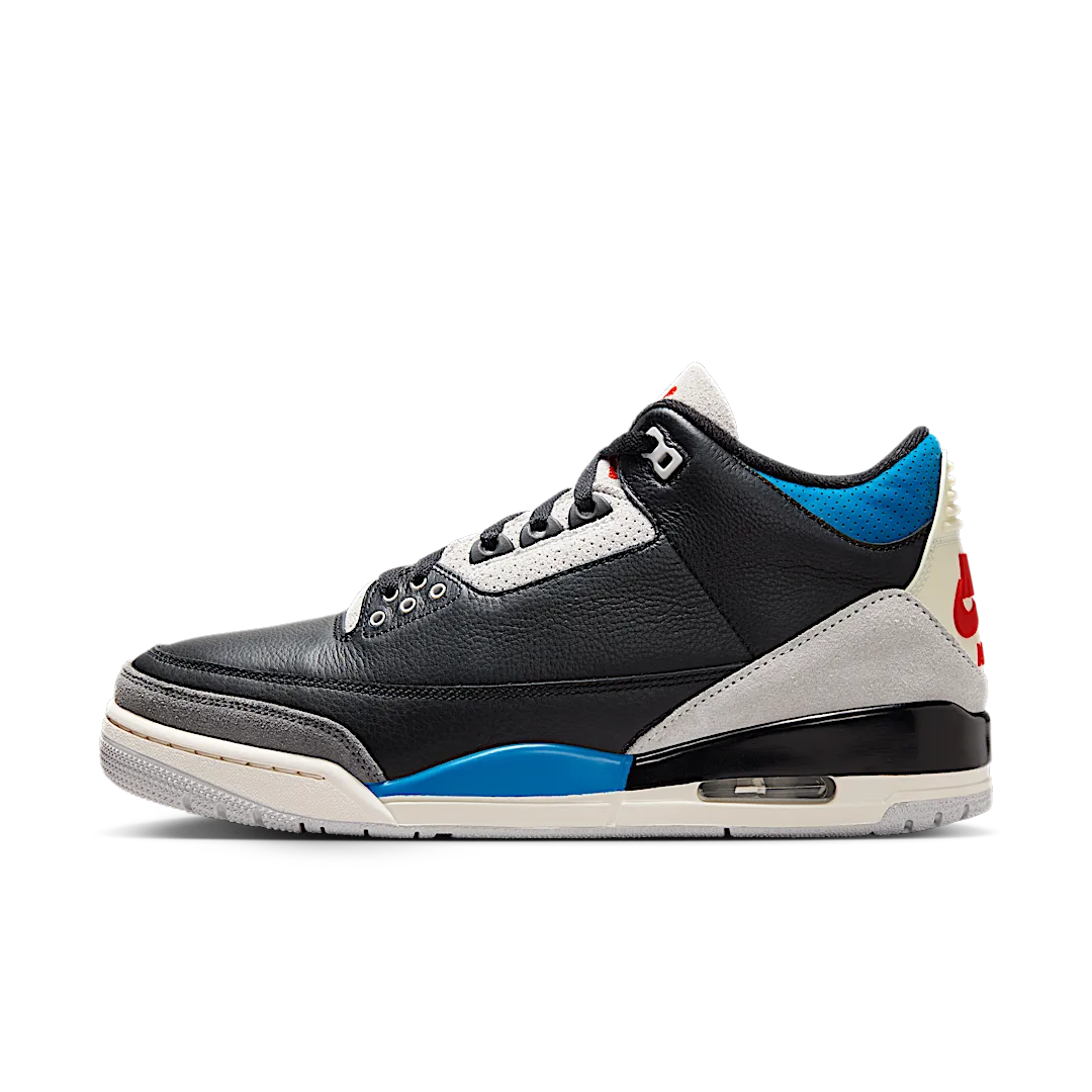 Air Jordan 3 Retro OG Rare Air, Black/Chile Red/Neutral Grey/Military Blue/Coconut Milk (IB8967-004)