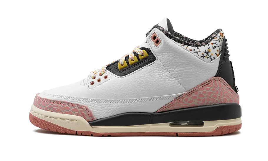Air Jordan 3 Retro Vintage Floral, White/Anthracite-Red Stardust-Sail-Saturn Gold (441140-100)