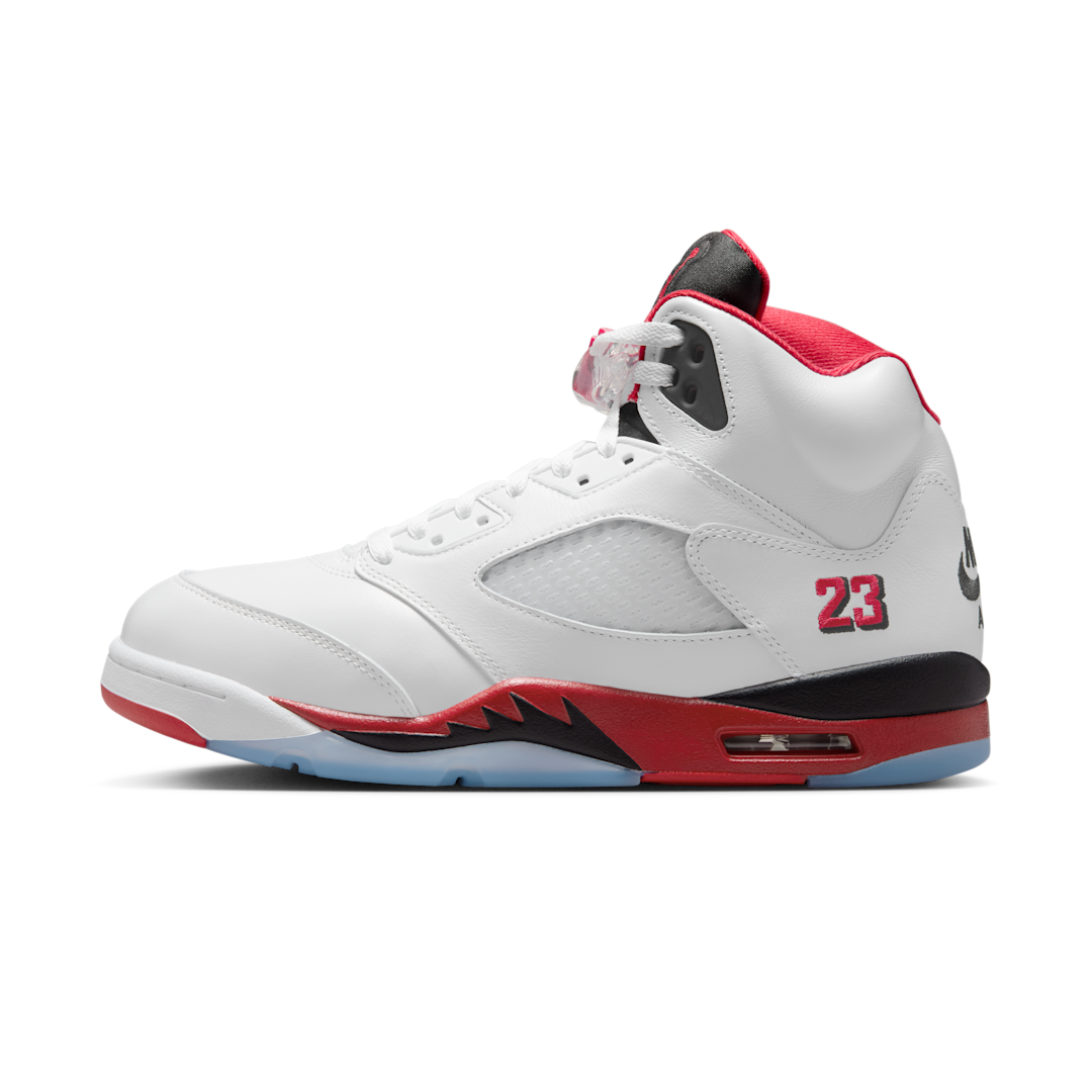 Air Jordan 5 Retro Fire Red Black Tongue (2025), White/Fire Red/Black (HQ7978-101)