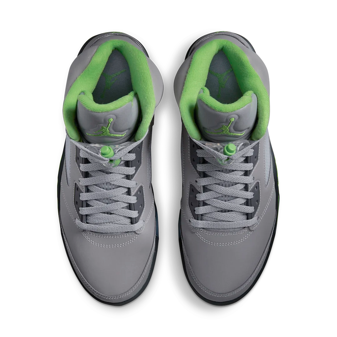 Air Jordan 5 Retro Green Bean (2022), Silver/Green Bean-Flint Grey (DM9014-003 / DQ3734-003)