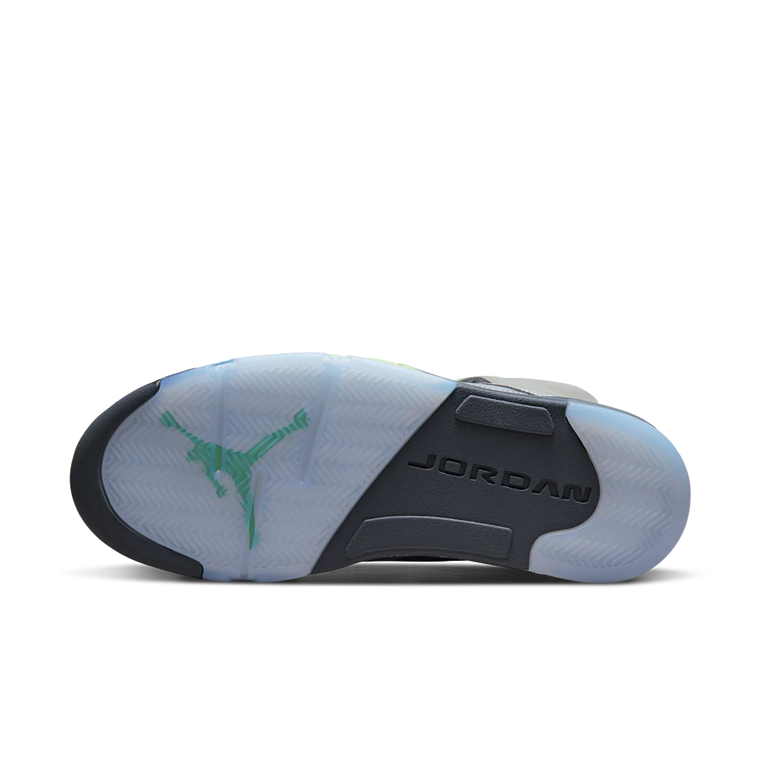 Air Jordan 5 Retro Green Bean (2022), Silver/Green Bean-Flint Grey (DM9014-003 / DQ3734-003)