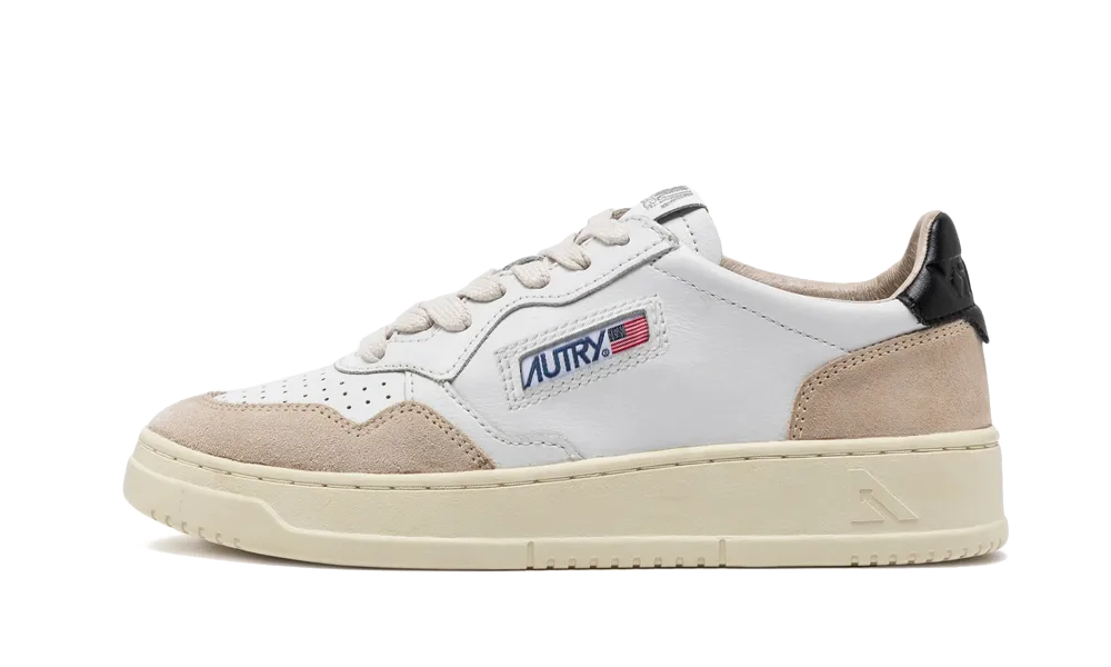 Autry Medalist Leather Low White Black Beige