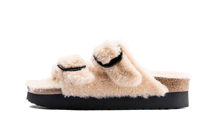 Birkenstock Boston Big Buckle Platform Shearling Teddy Eggshell