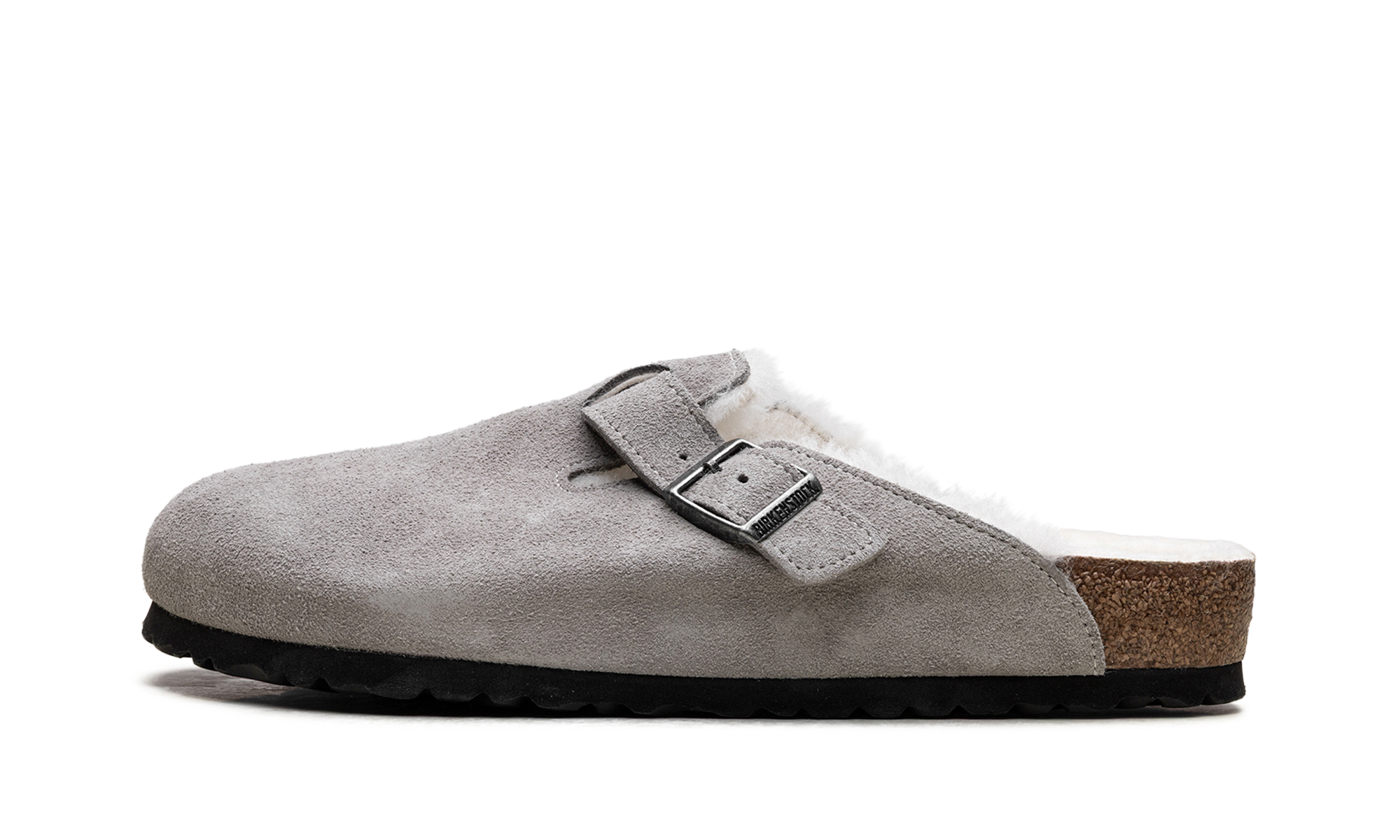 Birkenstock Boston Shearling Suede Stone Coin