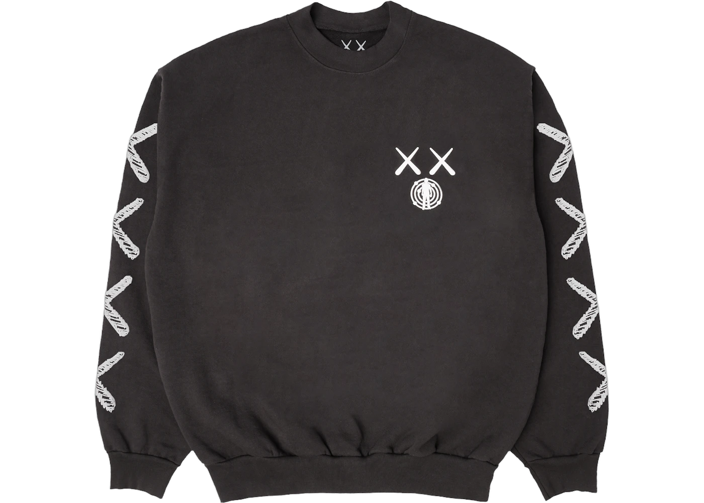 KAWS For Kid Cudi Moon Man Back Print Crewneck Sweatshirt Vintage Black