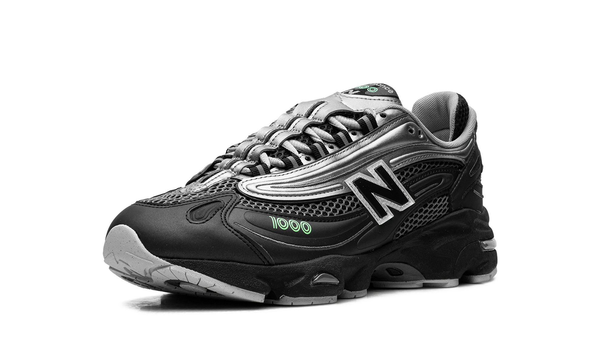 New Balance 1000 Dark Silver Metallic Lime Leaf