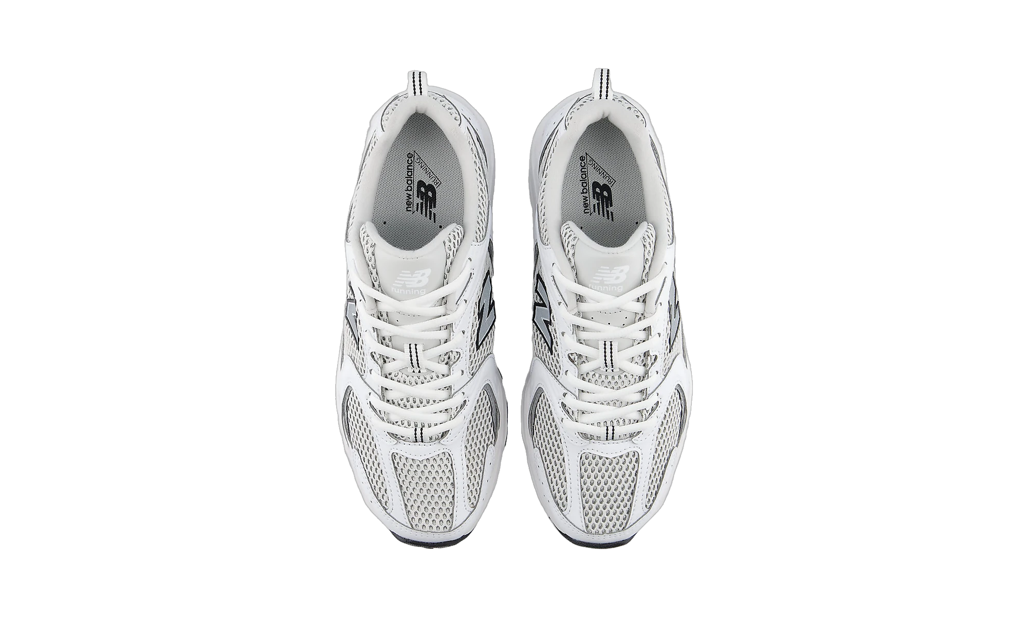 New Balance 530 White Silver Metallic Black Sole