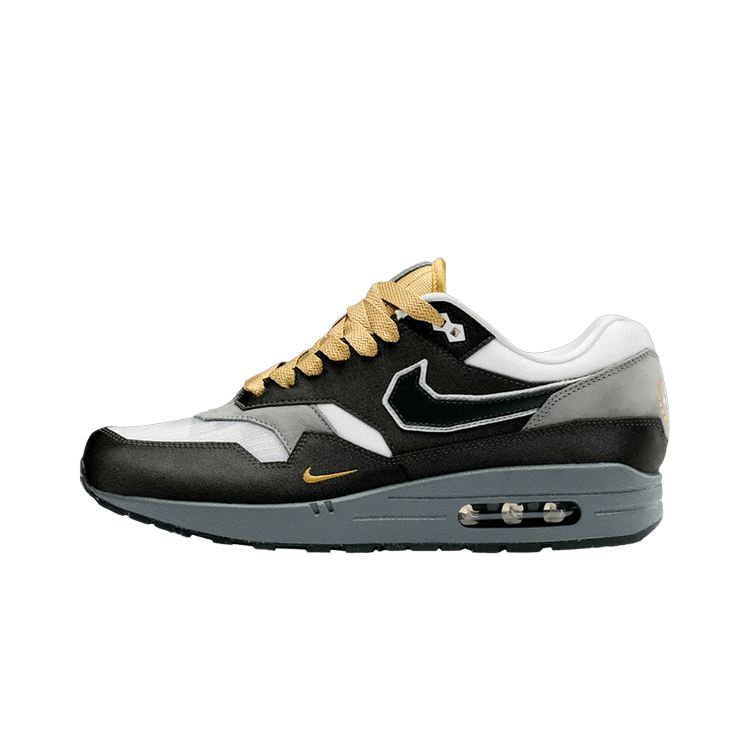 Nike Air Max 1 .SWOOSH Low Poly Big Head Mode, Dark Smoke Grey/White/Metallic Gold (IB9898-001)