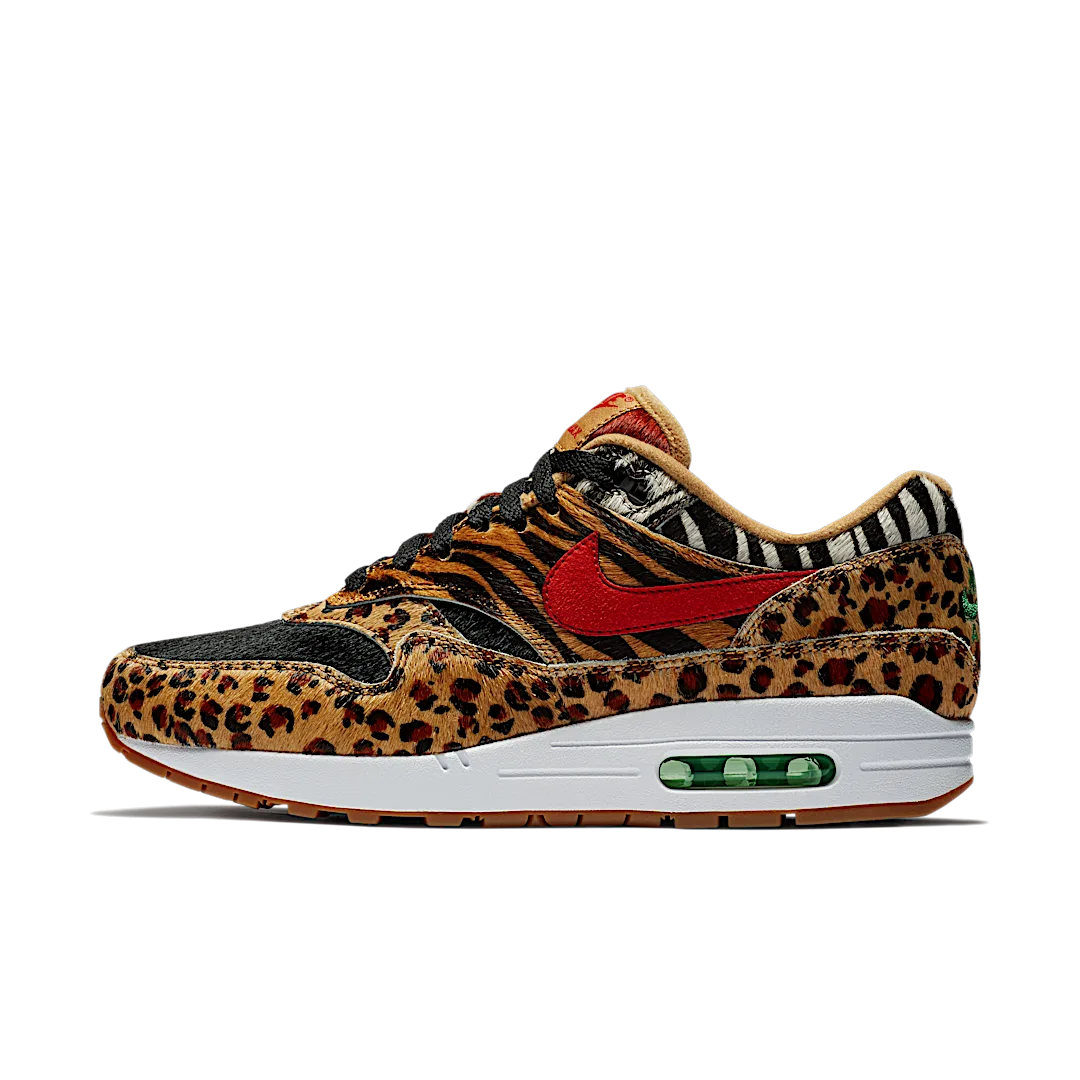 Nike Air Max 1 atmos Animal Pack 2.0 (All Black Box) (2018), Wheat/Sport Red-Bison-Classic Green (AQ0928-700)