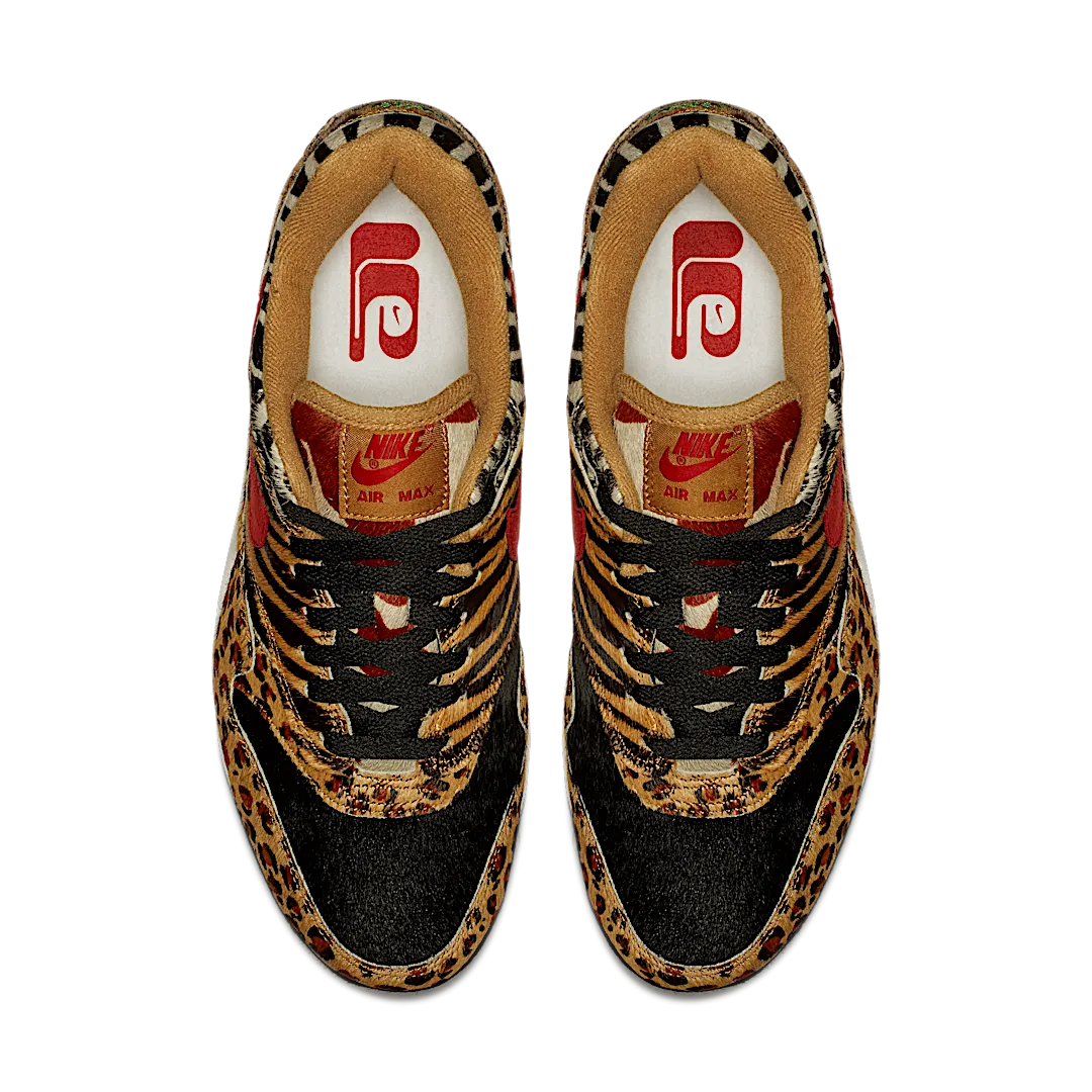 Nike Air Max 1 atmos Animal Pack 2.0 (All Black Box) (2018), Wheat/Sport Red-Bison-Classic Green (AQ0928-700)