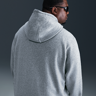 Nike Club Full-Zip Fleece Hoodie Dark Grey Heather/Light Smoke Grey/White