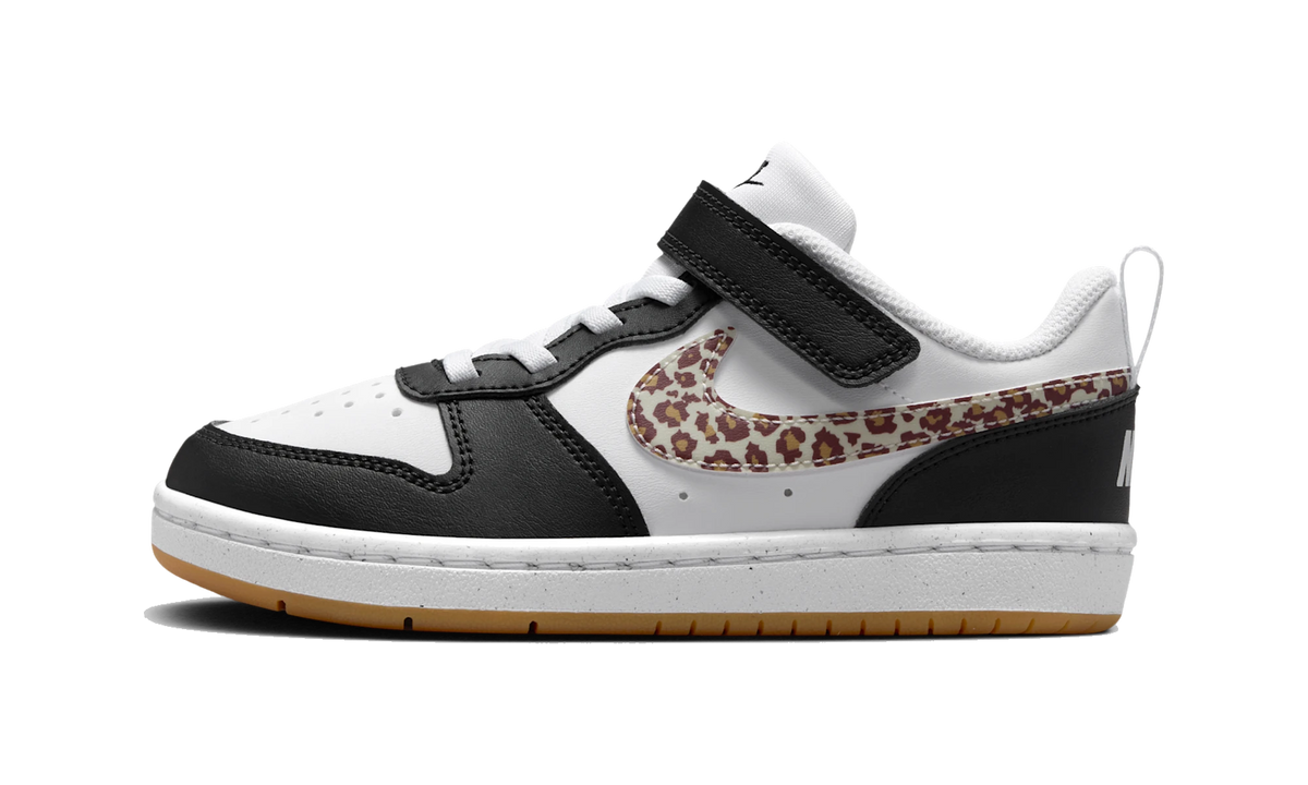 Nike Court Borough Low Black White Leopard Swoosh (PS)