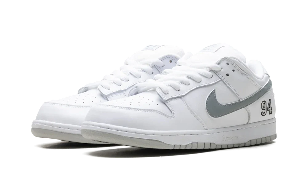 Nike SB Dunk Low Supreme 94 White Metallic Silver