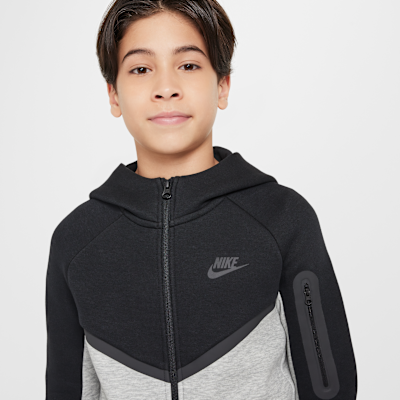 Nike Sportswear Tech Fleece Older Kids' Full-Zip Hoodie Dark Grey Heather/Black/Black/Black - Sneak