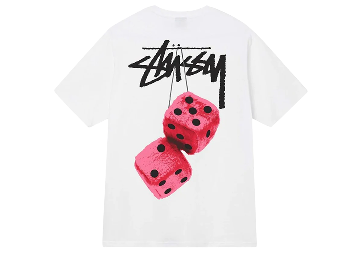 Stussy Fuzzy Dice Tee White, White (1904765-WHT)