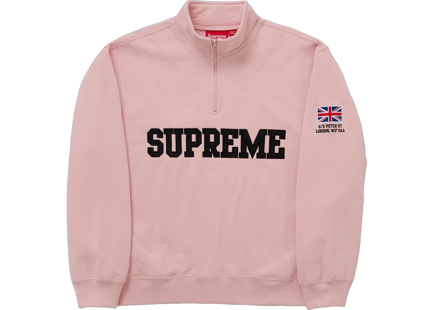 Supreme London Shop Flag Half Zip Pullover Light Pink