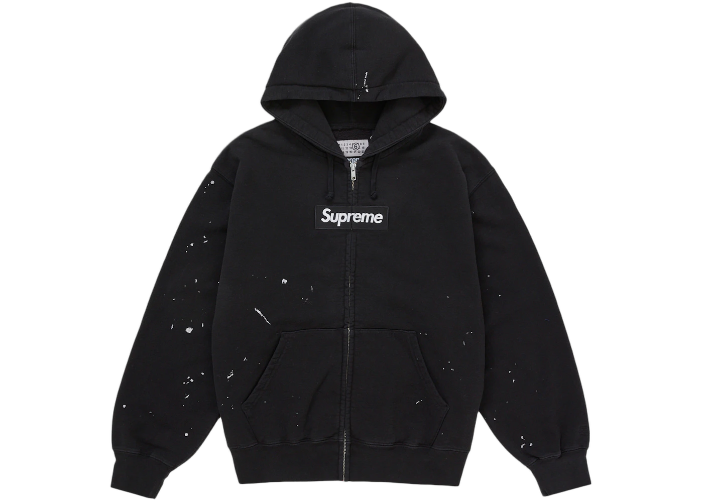 Supreme MM6 Maison Margiela Box Logo Zip Up Hooded Sweatshirt Black