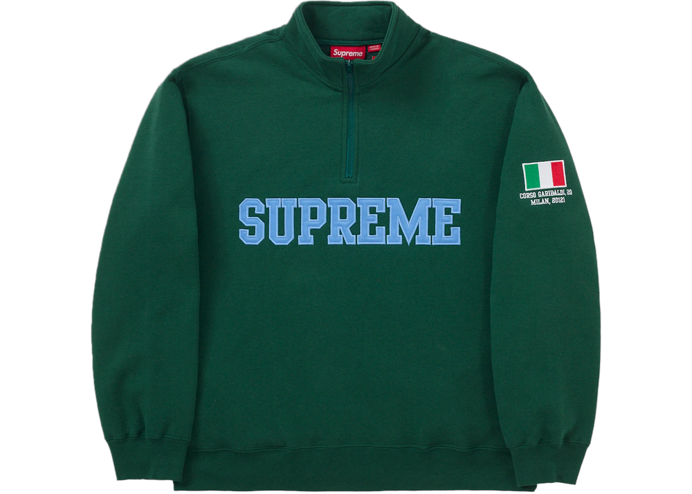 Supreme Milan Shop Flag Half Zip Pullover Green