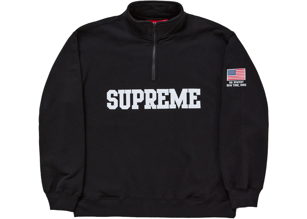 Supreme Shop Flag Half Zip Pullover Black