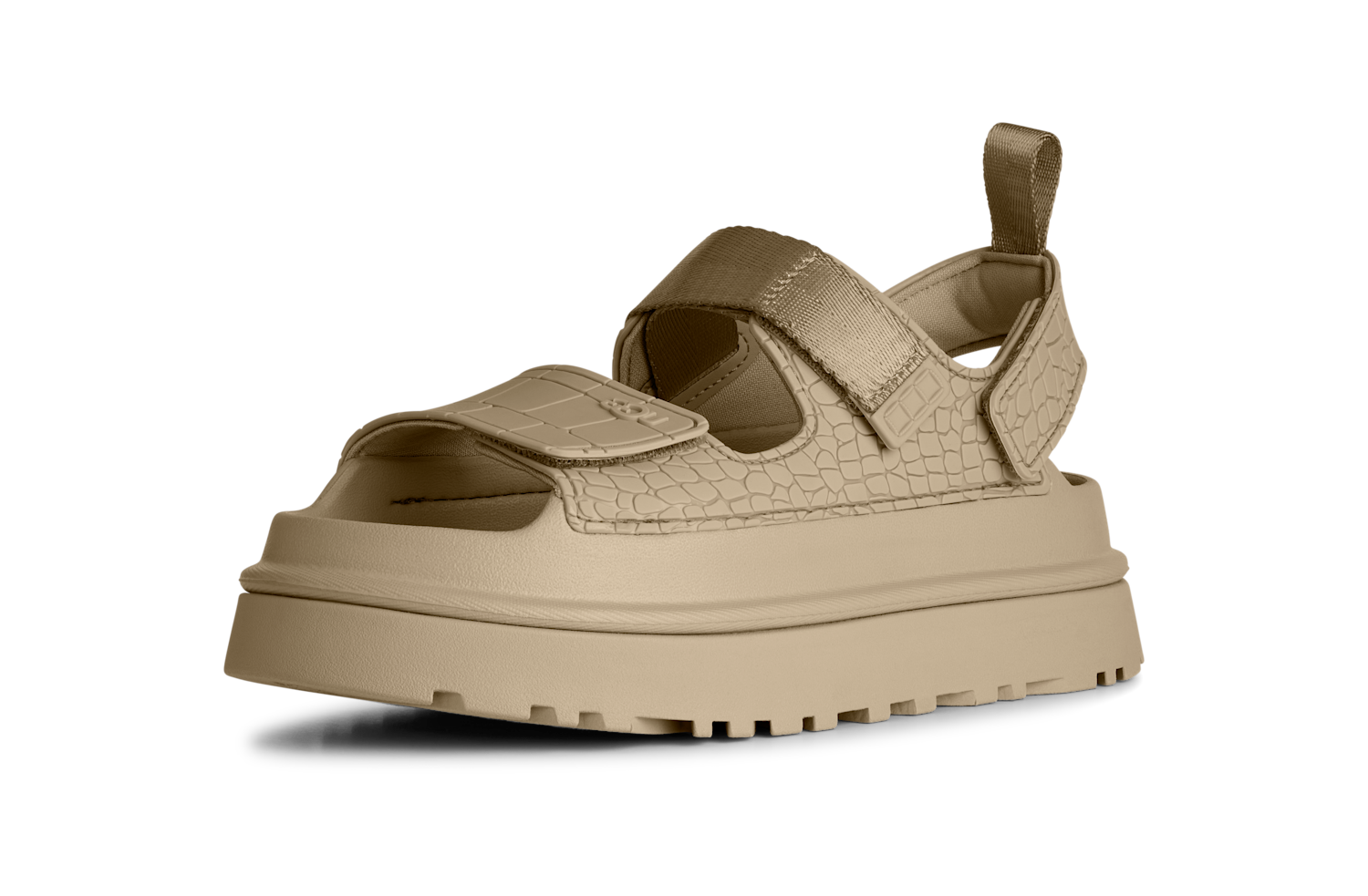 UGG GoldenGlow Embossed Sandal Mustard Seed