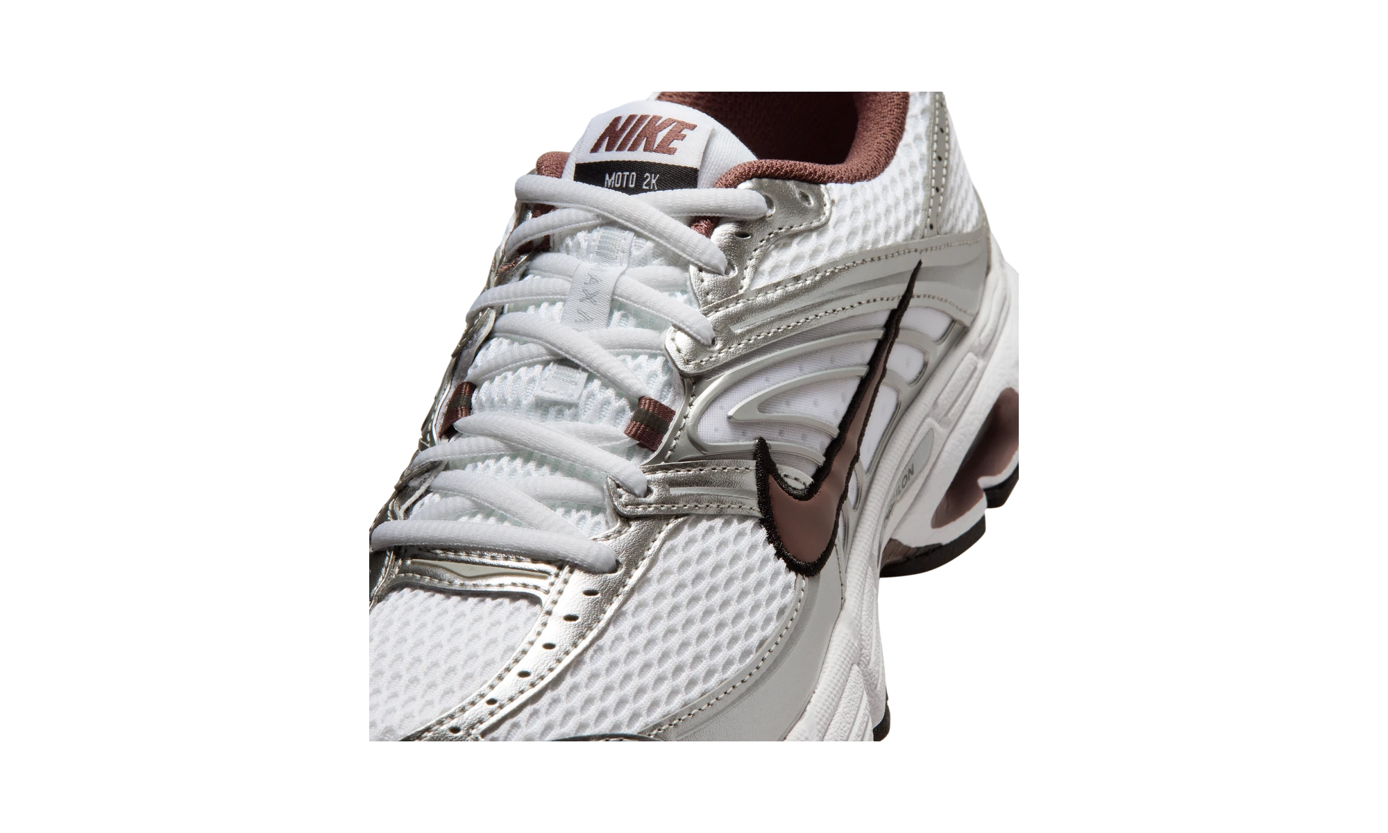 Nike Air Max Moto 2K shoes with reflective accents White/Metallic Silver/Black/Tattoo