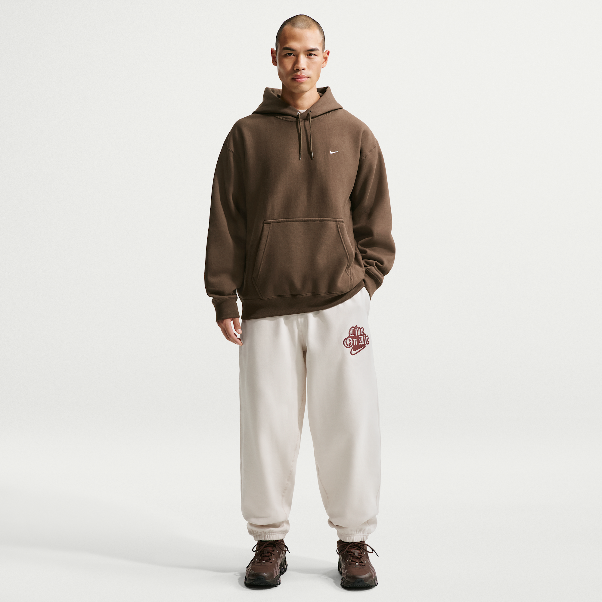 Nike Solo Swoosh Men's Pullover Hoodie Dark Hazel/White