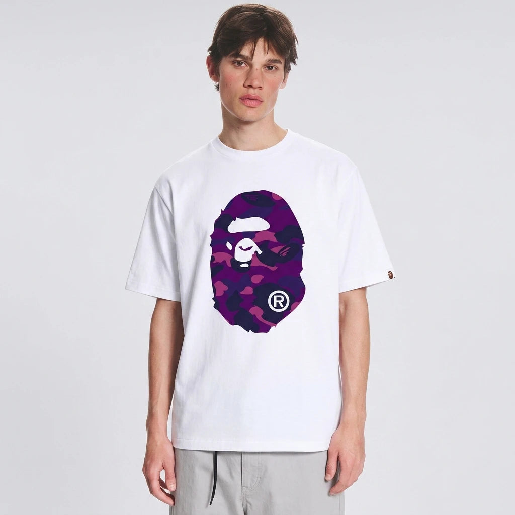BAPE Color Camo Big Ape Head T-Shirt White Purple