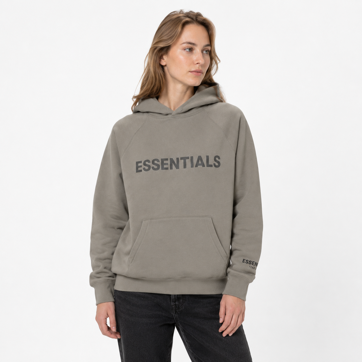 Fear Of God Essentials Pullover Hoodie Applique Logo Cement