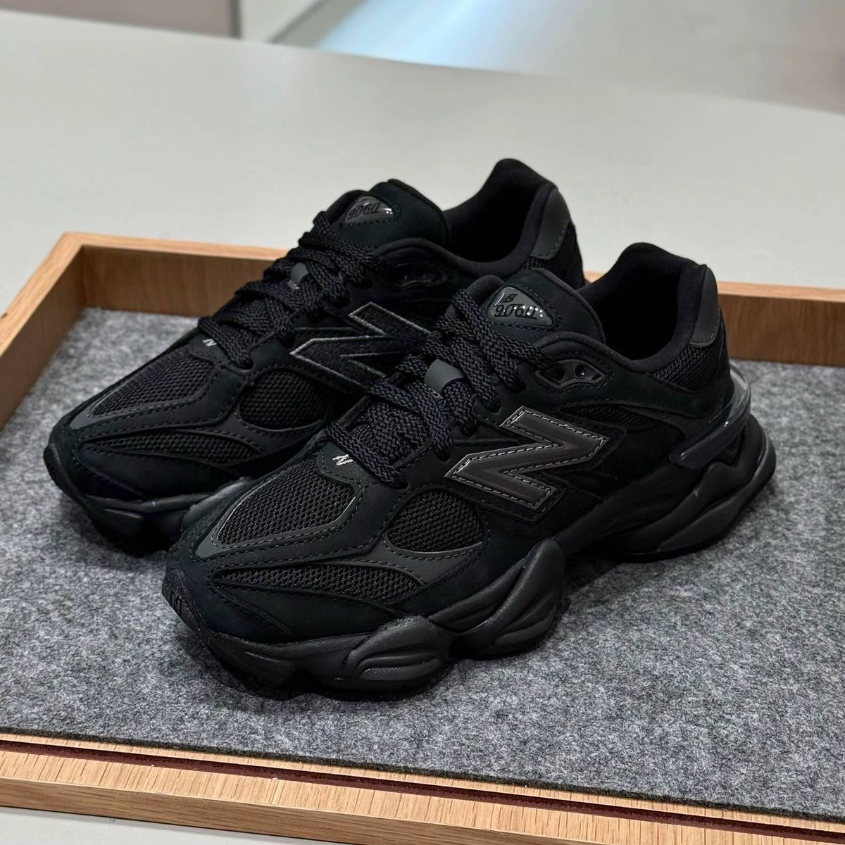 New Balance 9060 Triple Black Leather sneakers