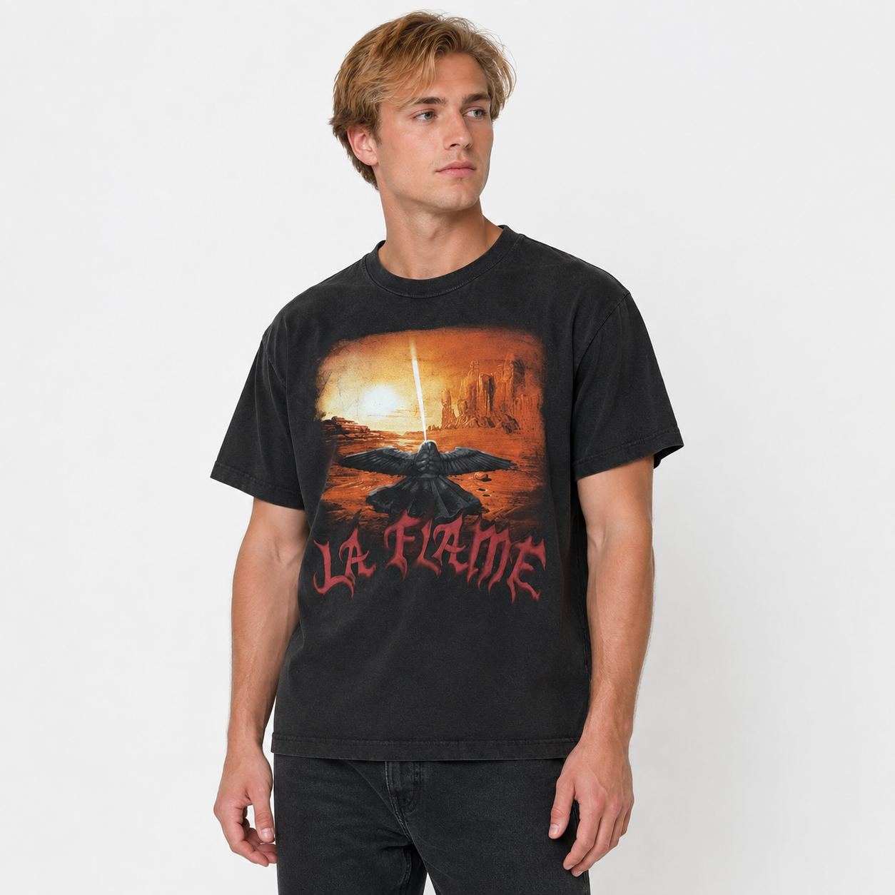 Travis Scott Cactus Jack Coachella Exclusive La Flame Utopia T-Shirt Black