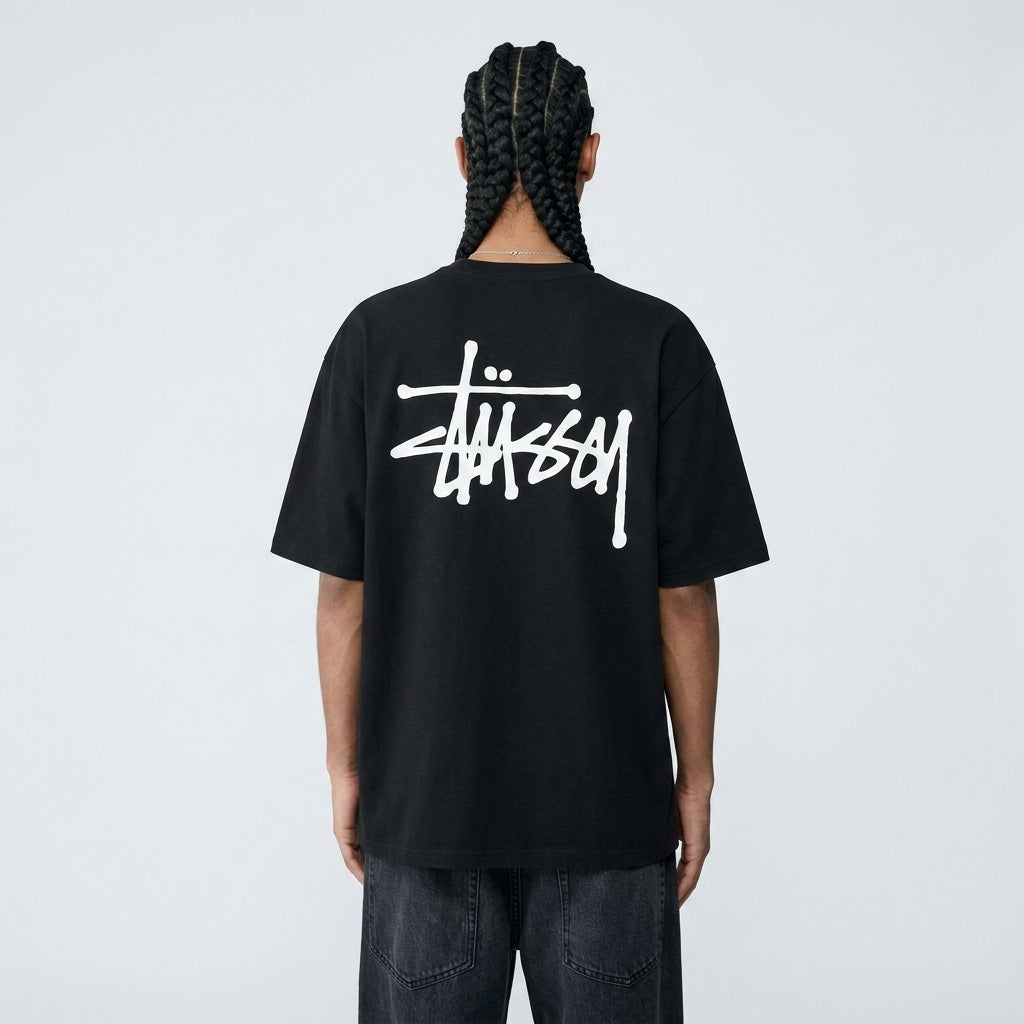 Stussy Basic Pigment Dyed Logo T-Shirt Black