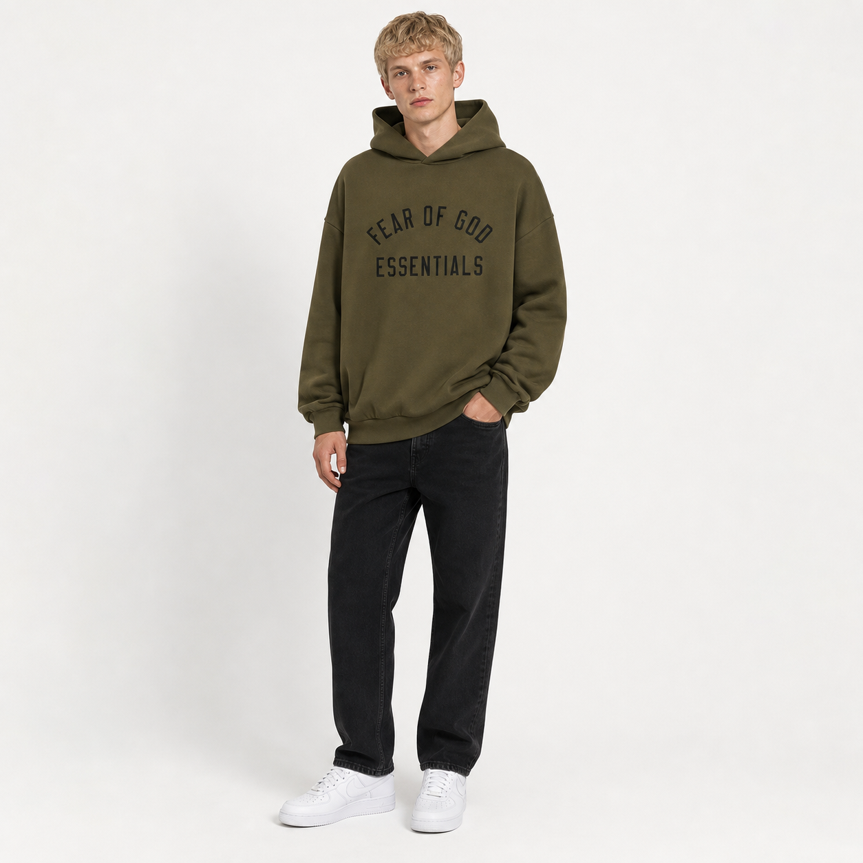 Fear of God Essentials Fleece Hoodie Olive