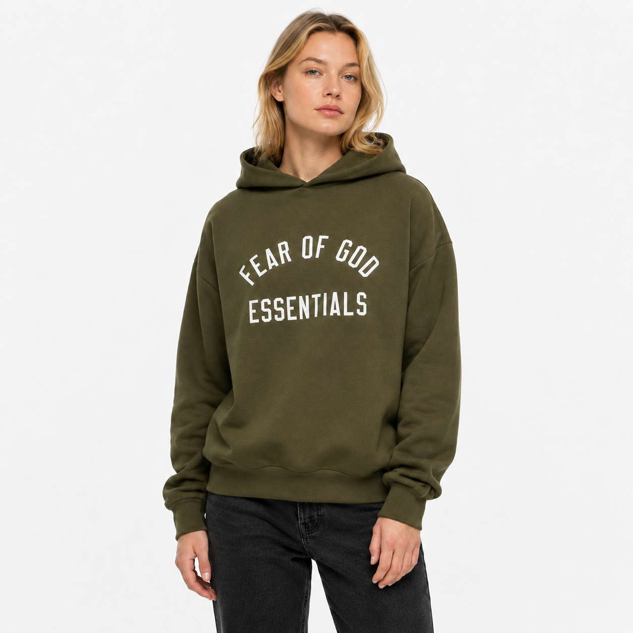 Fear of God Essentials Fleece Hoodie Military