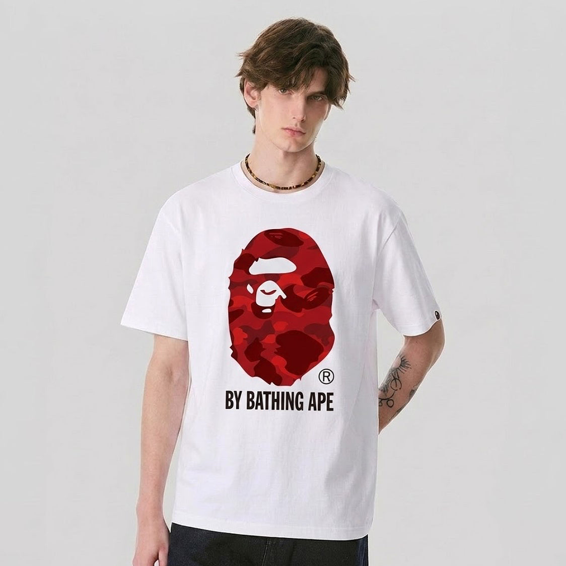 BAPE A Bathing Ape Color Camo T-Shirt Black Red