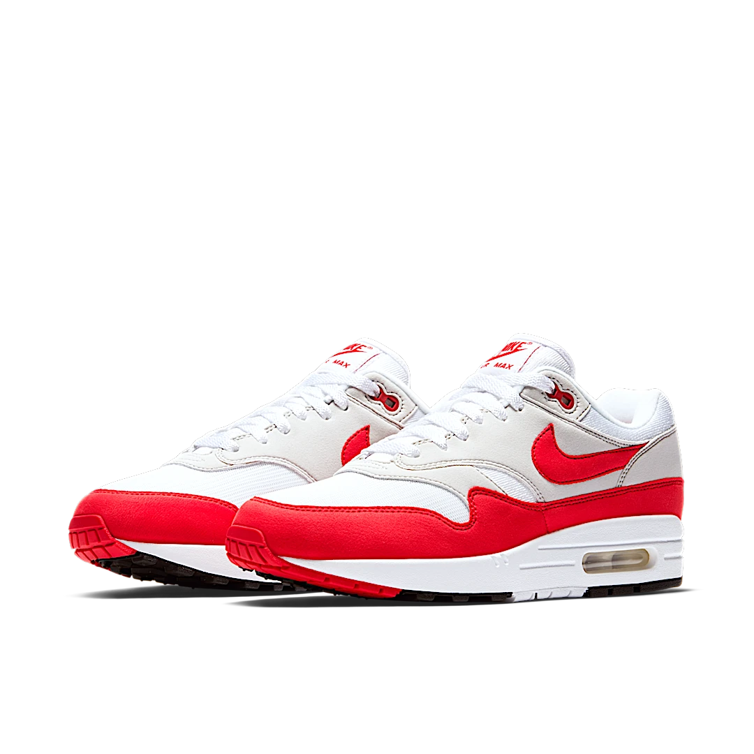 Nike Air Max 1 Anniversary Red (2017/2018 Restock Pair), White/University Red-Neutral Grey-Black (908375-103)