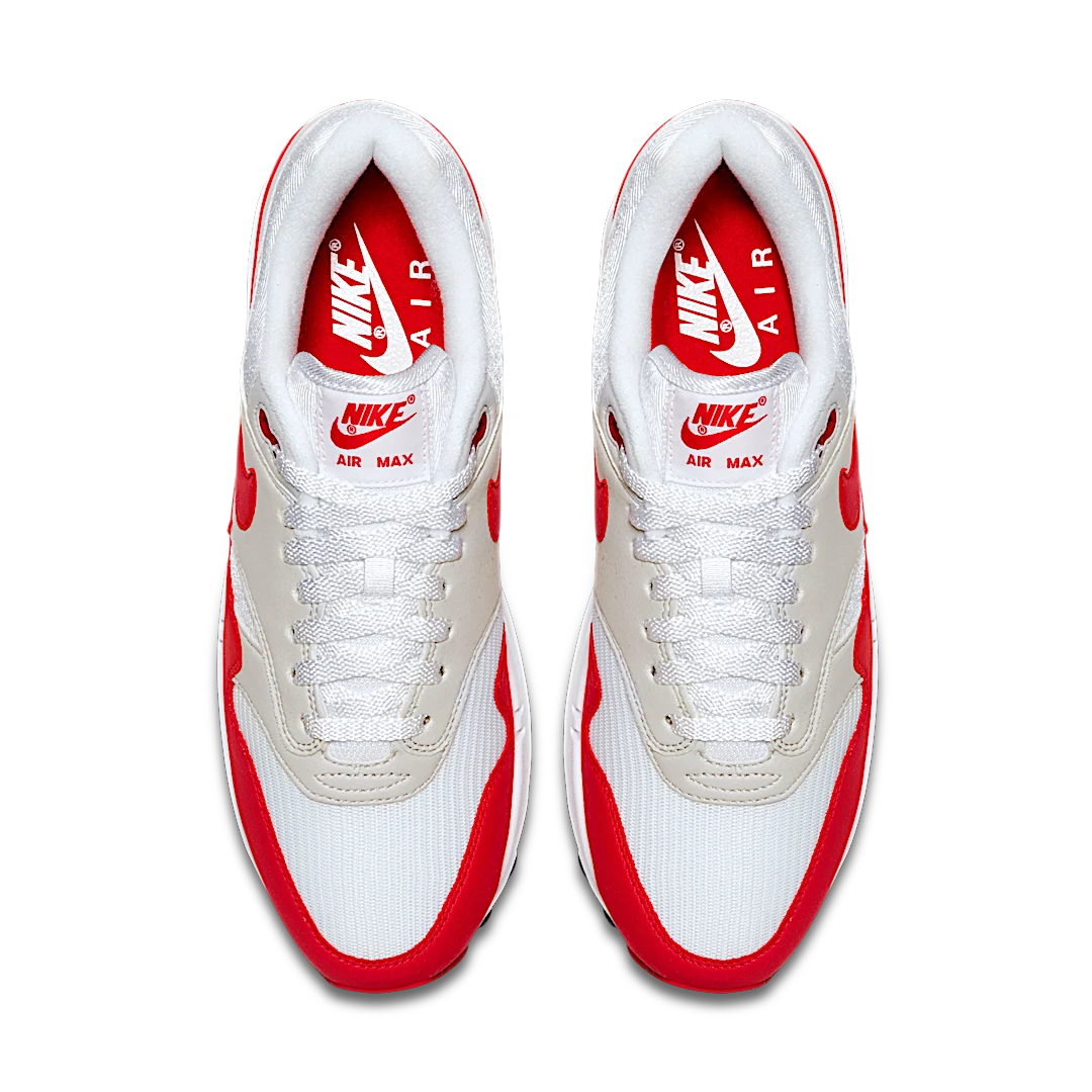 Nike Air Max 1 Anniversary Red (2017/2018 Restock Pair), White/University Red-Neutral Grey-Black (908375-103)