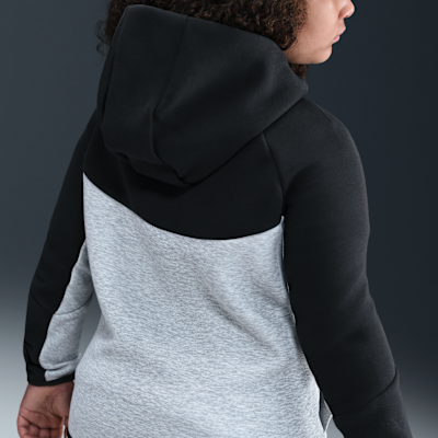 Nike Sportswear Tech Fleece Older Kids' Full-Zip Hoodie (Extended Size) Dark Grey Heather/Black/Black/Black