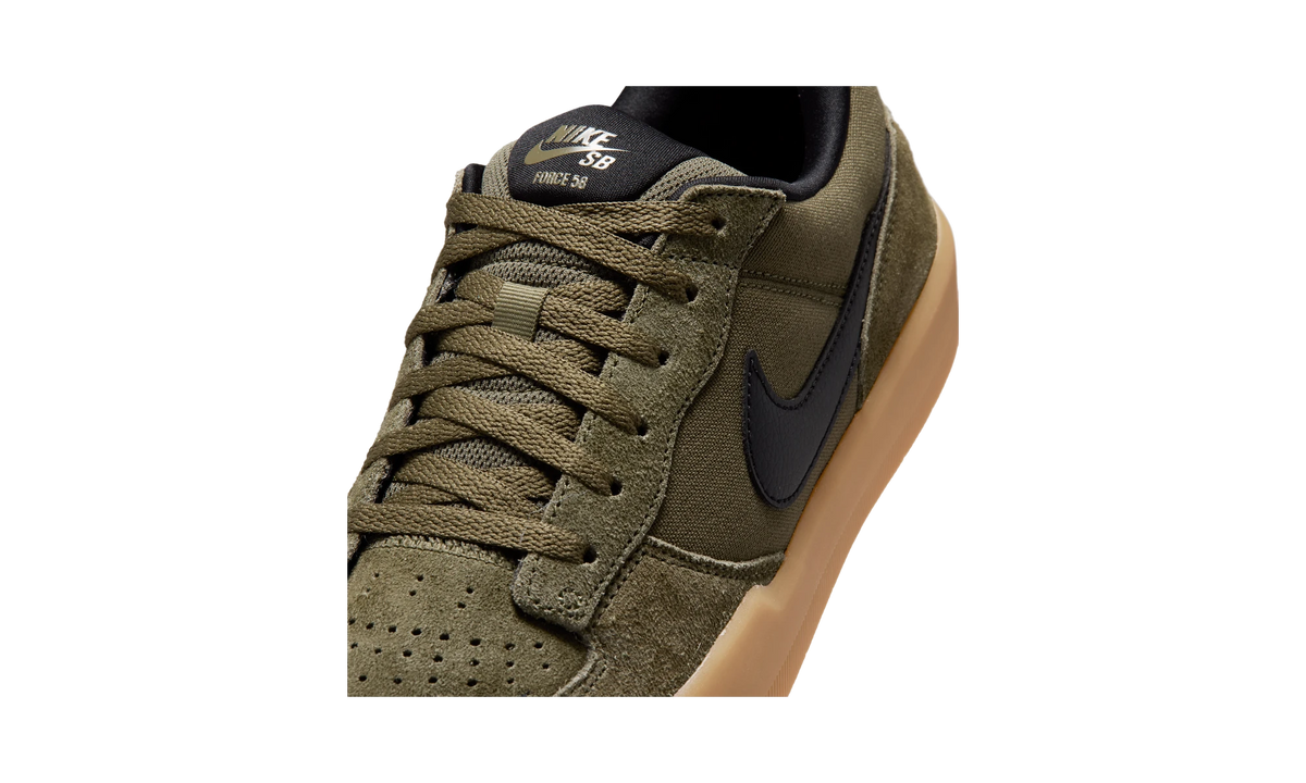 Nike SB Force 58 Skate Shoes Medium Olive/Medium Olive/Gum Light Brown/Black