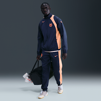 F.C. Barcelona Men's Nike Football Total 90 Football Tracksuit Jacket Midnight Navy/Bright Mango/Bright Mango - Sneak