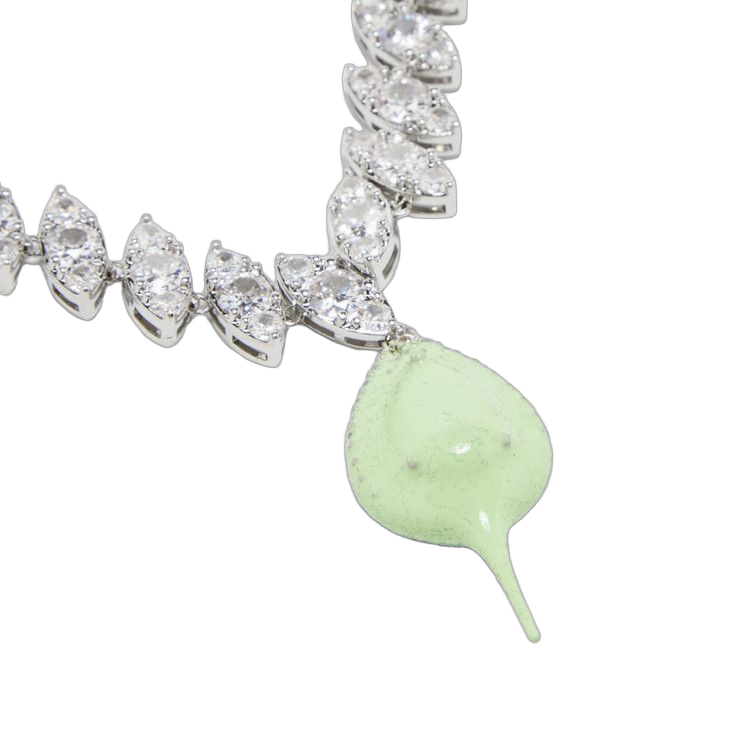 Ottolinger Diamond Dip Necklace Silver/Green